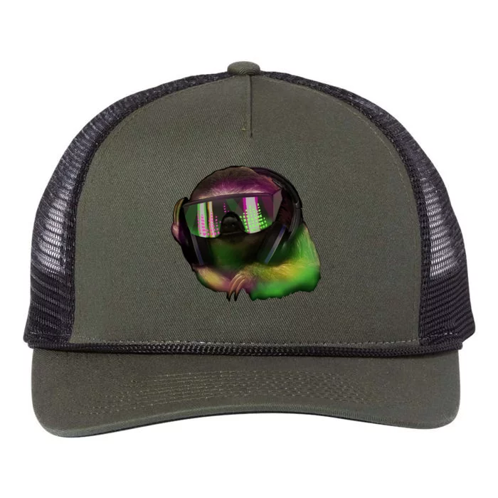 DJ Sloth Retro Rope Trucker Hat Cap