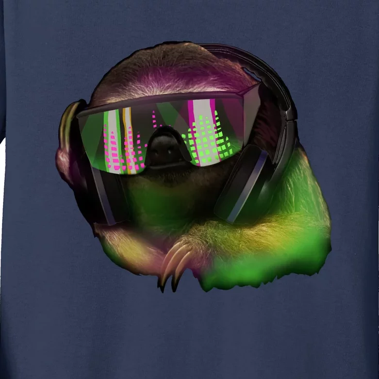 DJ Sloth Kids Long Sleeve Shirt