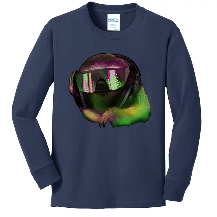 DJ Sloth Kids Long Sleeve Shirt