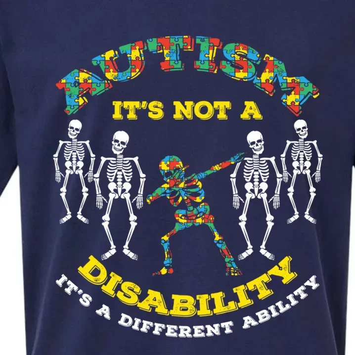 Dabbing Skeleton Different Ability Puzzle Autism Awareness Cool Gift Sueded Cloud Jersey T-Shirt