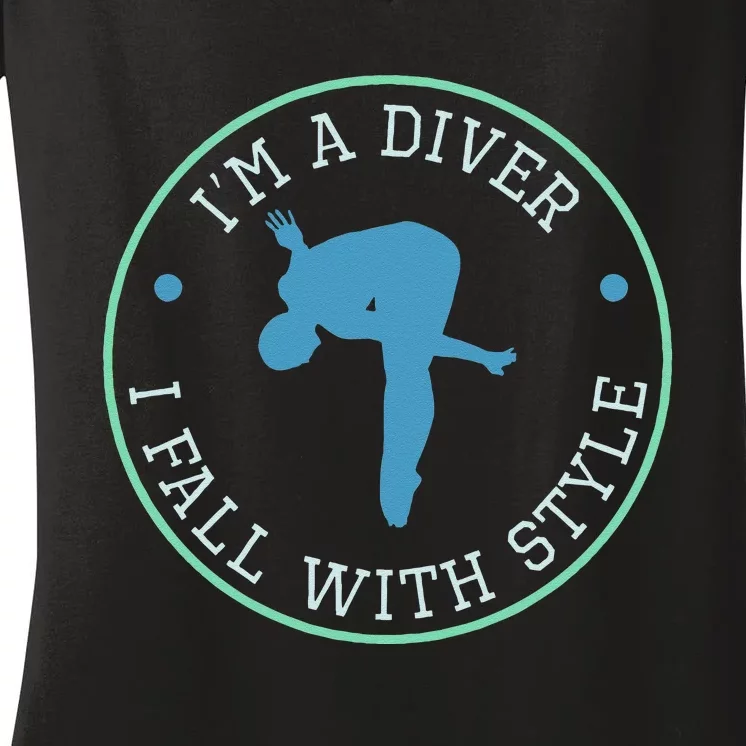 Diver Springboard Diving Platform Diving Aquatic Women's V-Neck T-Shirt