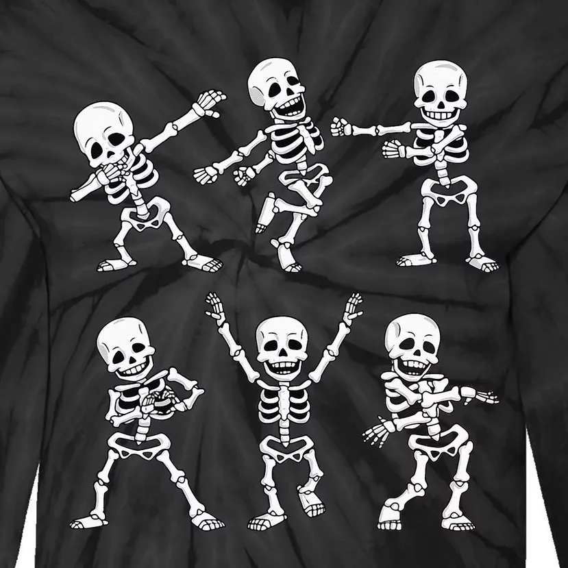 Dancing Skeletons Dance Challenge Girl Kids Halloween Tie-Dye Long Sleeve Shirt