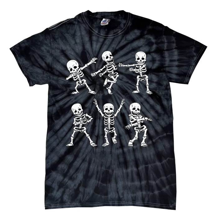 Dancing Skeletons Dance Challenge Girl Kids Halloween Tie-Dye T-Shirt