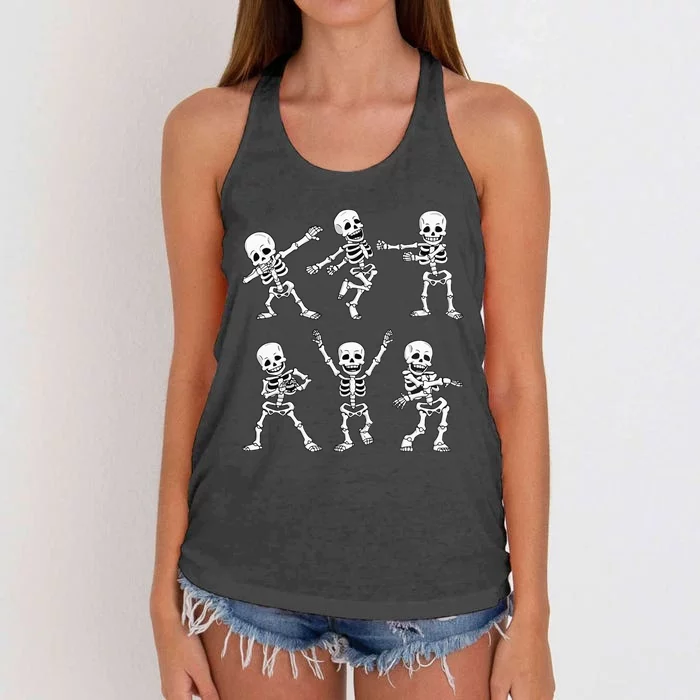 Dancing Skeletons Dance Challenge Girl Kids Halloween Women's Knotted Racerback Tank