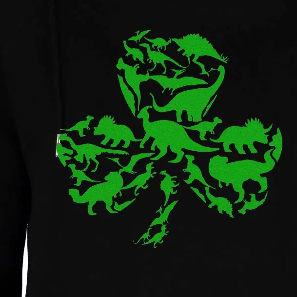 Dinosaur Shamrock Dino Clover Leaf St Patricks Day Womens Funnel Neck Pullover Hood