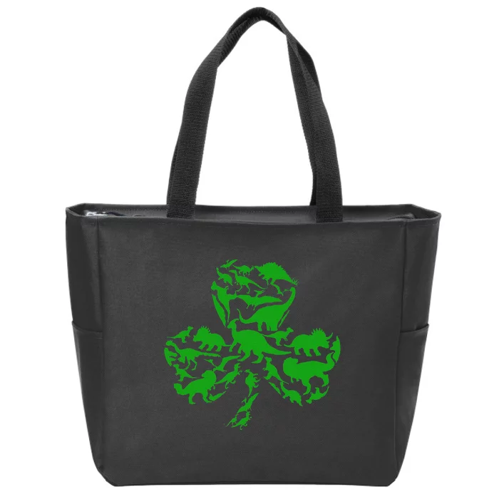 Dinosaur Shamrock Dino Clover Leaf St Patricks Day Zip Tote Bag