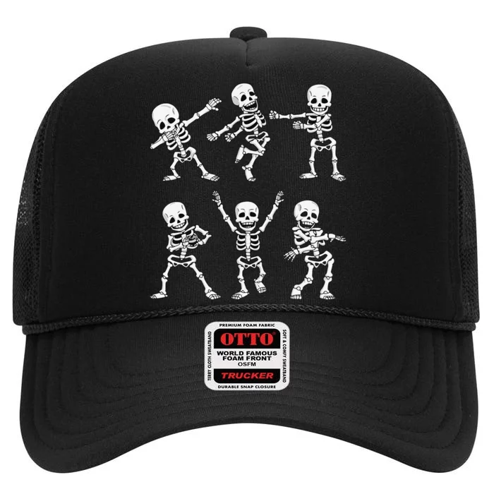 Dancing Skeletons Dance Challenge Halloween High Crown Mesh Trucker Hat