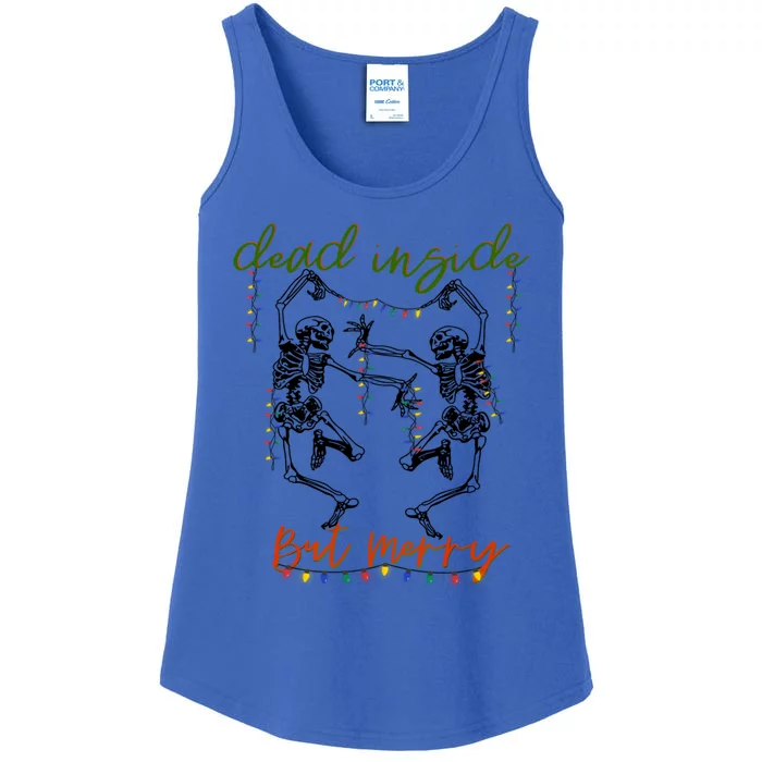 Dancing Skeletons Dead Inside But Merry Christmas Xmas Gift Ladies Essential Tank