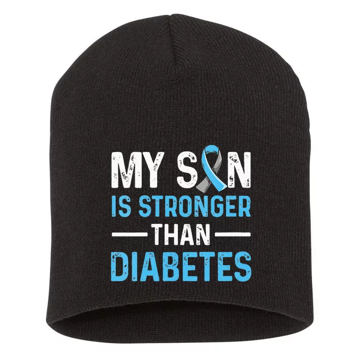 Diabetic Support Design for a Dad or Mom of a T1D Son Short Acrylic Beanie