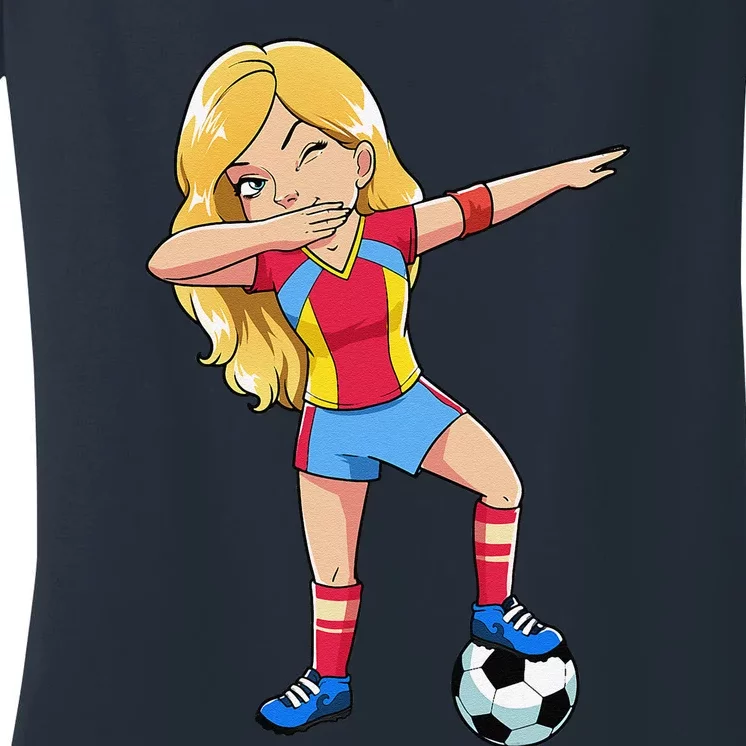 Dabbing Soccer Dab Dance Football Gifts Women's V-Neck T-Shirt