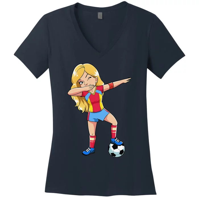 Dabbing Soccer Dab Dance Football Gifts Women's V-Neck T-Shirt