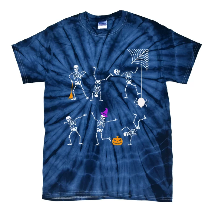 Dancing Skulls Dancing Skeletons Cute Spooky Halloween Ghost Tie-Dye T-Shirt