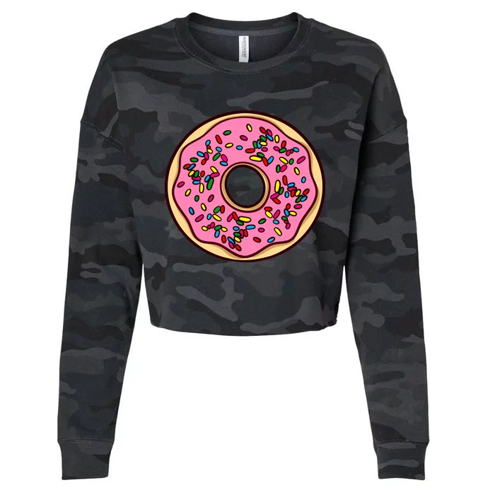 Donut Sprinkles Doughnut Fried Dough Sweet Snack Dessert Cropped Pullover Crew