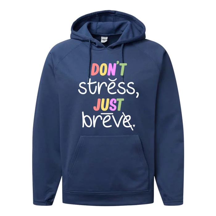 Don't Stress Dyslexia Awareness Disability Therapist Graphic Great Gift Performance Fleece Hoodie