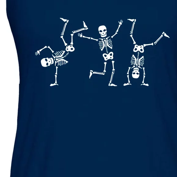 Dancing Skeletons Dance Challenge Halloween Scary Skeleton Vneck Ladies Essential Flowy Tank