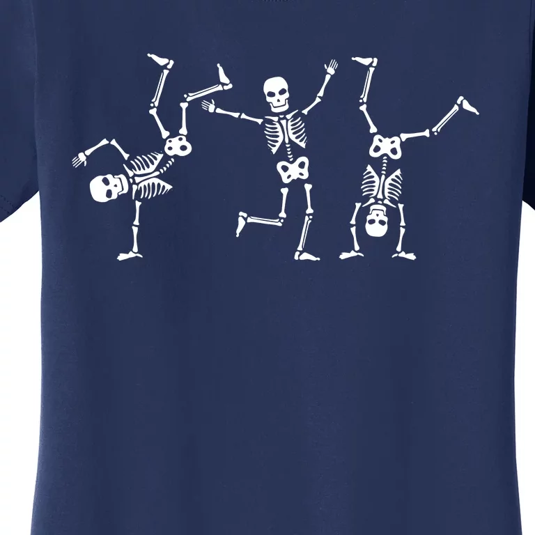 Dancing Skeletons Dance Challenge Halloween Scary Skeleton Vneck Women's T-Shirt