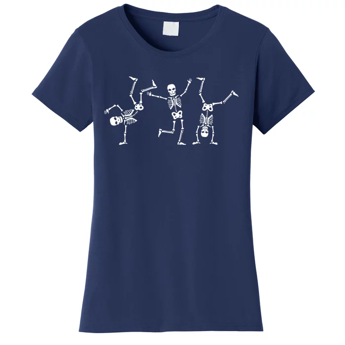 Dancing Skeletons Dance Challenge Halloween Scary Skeleton Vneck Women's T-Shirt