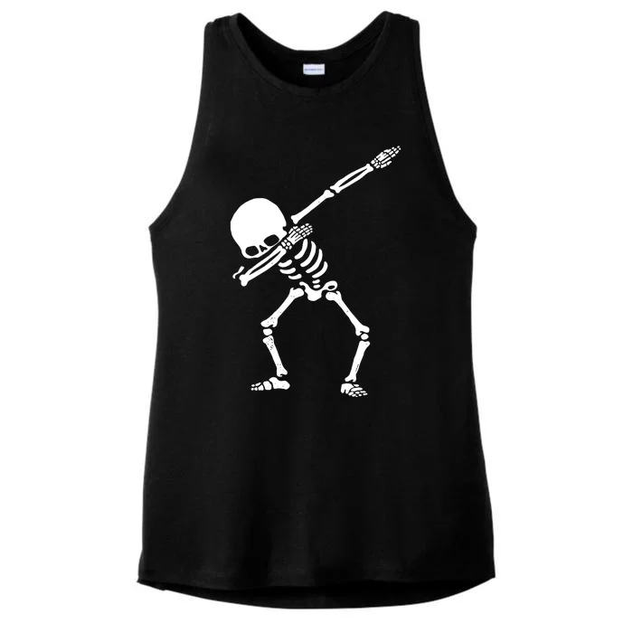 Dabbing Skeleton Ladies Tri-Blend Wicking Tank