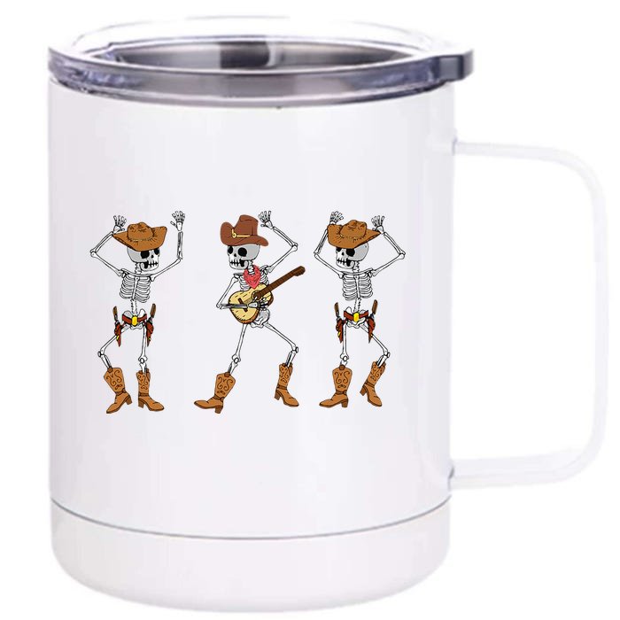 Dancing Skeletons Dance Cowboy Skeletons Cowboy Music Front & Back 12oz Stainless Steel Tumbler Cup