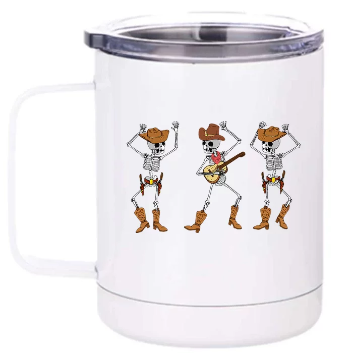 Dancing Skeletons Dance Cowboy Skeletons Cowboy Music Front & Back 12oz Stainless Steel Tumbler Cup