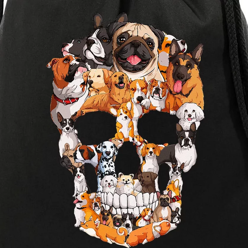 Dog Skull dogs paw lover Halloween costume Drawstring Bag