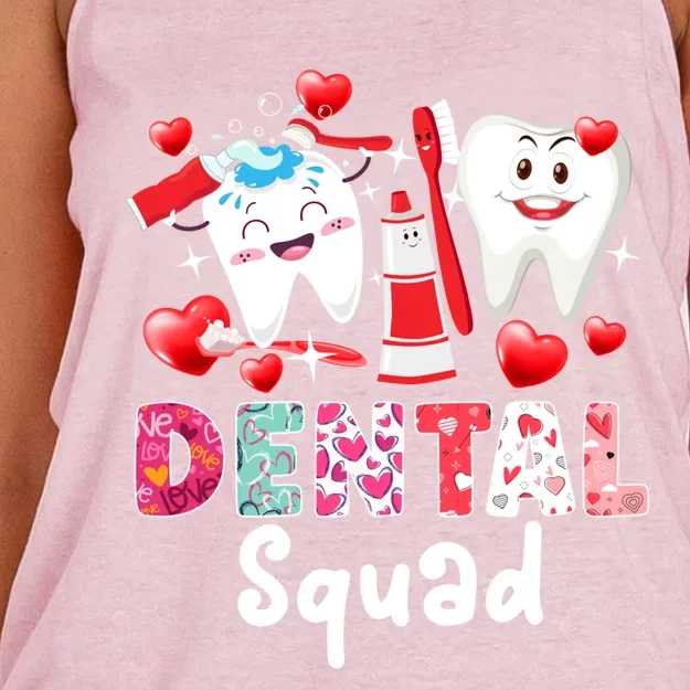 Dental Squad Dental Assistant Dentist Happy Valentine's Day Gift Women's Knotted Racerback Tank