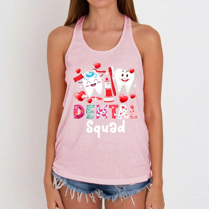 Dental Squad Dental Assistant Dentist Happy Valentine's Day Gift Women's Knotted Racerback Tank