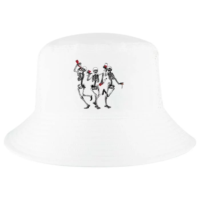 Dancing Skeletons Drinking Wine Lover Funny Halloween Scary Cool Comfort Performance Bucket Hat