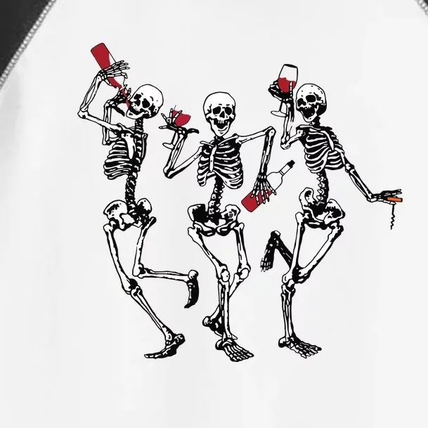 Dancing Skeletons Drinking Wine Lover Funny Halloween Scary Toddler Fine Jersey T-Shirt