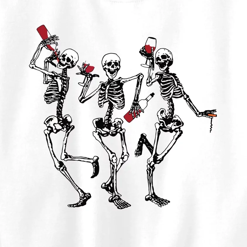 Dancing Skeletons Drinking Wine Lover Funny Halloween Scary Kids Sweatshirt