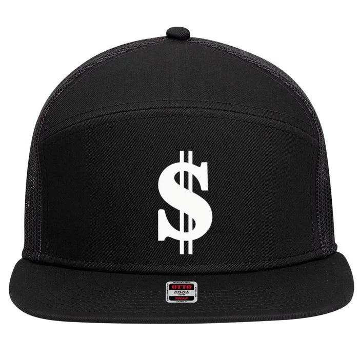 Dollar Sign 7 Panel Mesh Trucker Snapback Hat