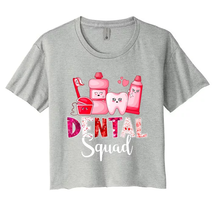 Dental Squad Dental Assistant Dentist Happy Valentine's Day Cool Gift Women's Crop Top Tee