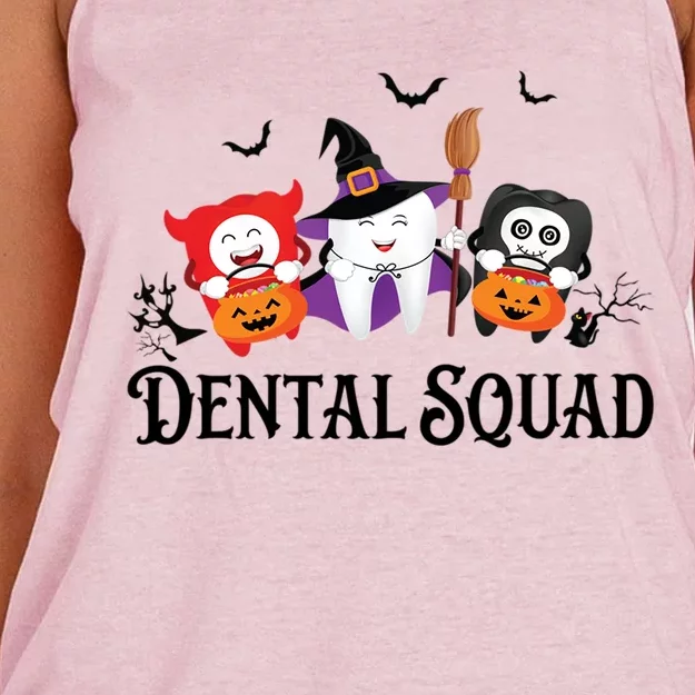 Dental Squad Dentist Halloween Teeth Ghost Pumpkin Gift Women's Knotted Racerback Tank