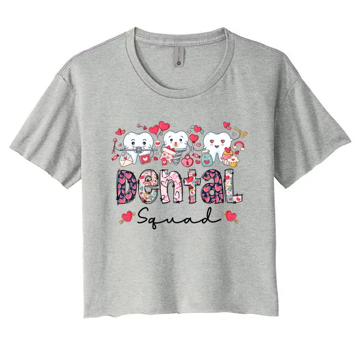 Dental Squad Dental Assistant Dentist Happy Valentine's Day Gift Women's Crop Top Tee