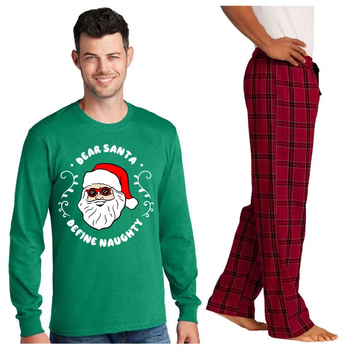 Dear Santa Define Naughty Funny St Nick Claus Christmas Long Sleeve Pajama Set