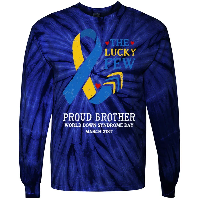 Down Syndrome Day March 21st Ribbon Gift For Proud Brother Tie-Dye Long Sleeve Shirt