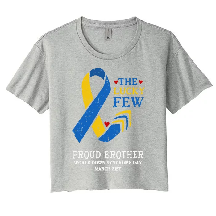 Down Syndrome Day March 21st Ribbon Gift For Proud Brother Women's Crop Top Tee