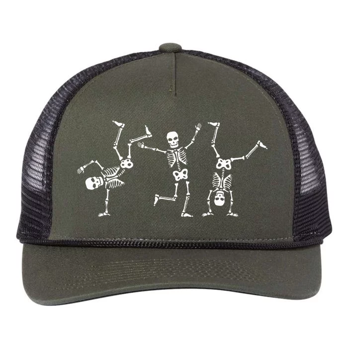 Dancing Skeletons Dance Challenge Halloween Scary Skeleton Retro Rope Trucker Hat Cap