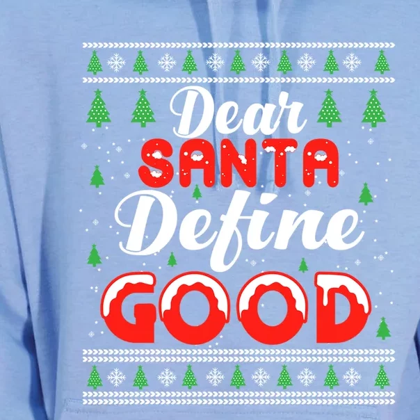 Dear Santa Define Good I Can Explain Funny Christmas Gift Unisex Surf Hoodie