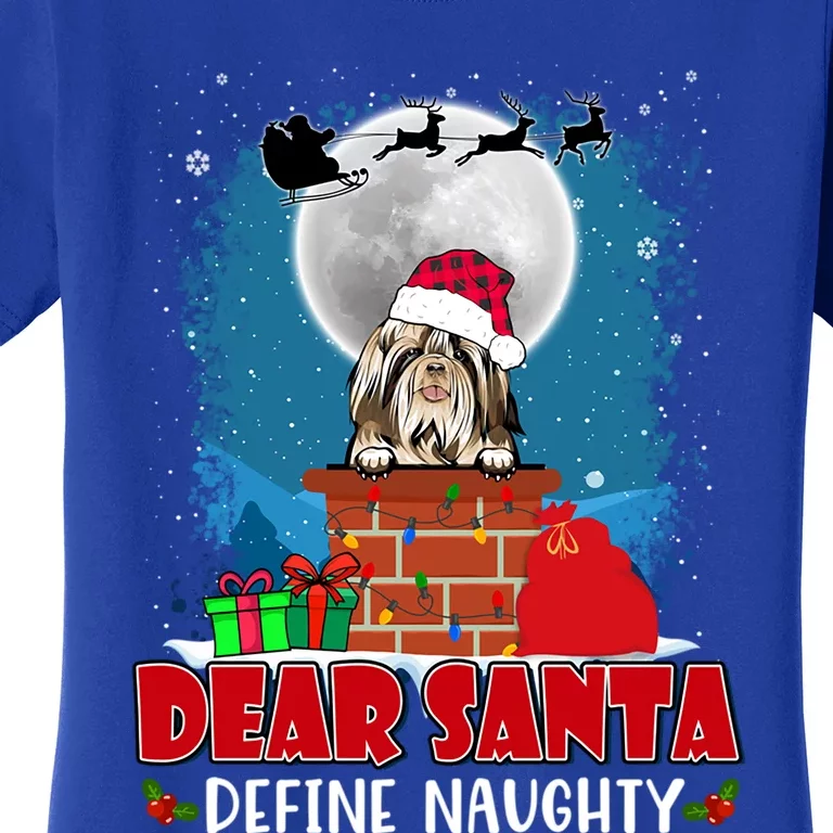 Dear Santa Define Naughty Shih Tzu Dog Funny Christmas Gift Women's T-Shirt