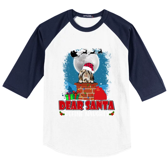 Dear Santa Define Naughty Shih Tzu Dog Funny Christmas Gift Baseball Sleeve Shirt