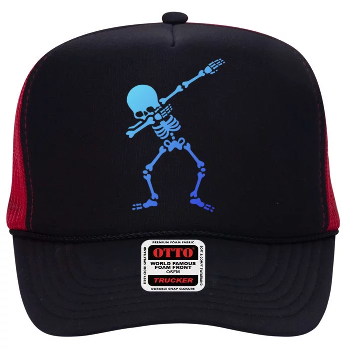 Dabbing Skeleton Dab Funny Halloween Adult Gift High Crown Mesh Trucker Hat