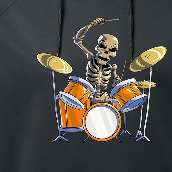 Drummer Skeleton Drum Set Drummer Halloween Performance Fleece Hoodie