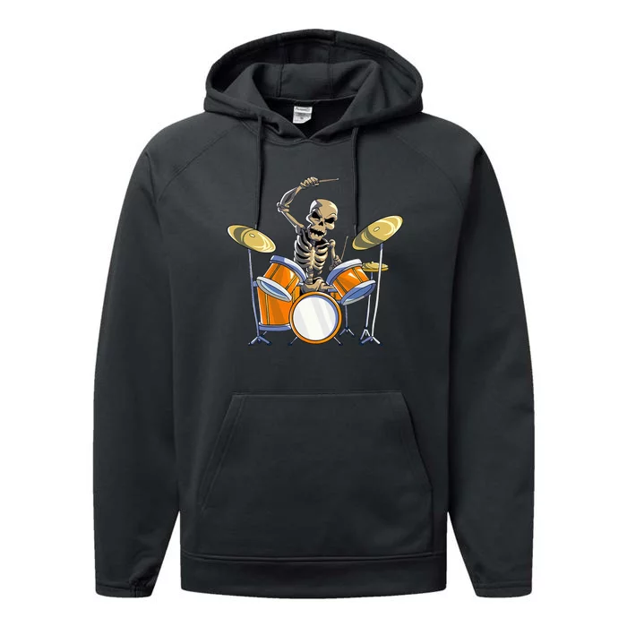 Drummer Skeleton Drum Set Drummer Halloween Performance Fleece Hoodie