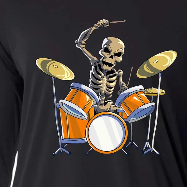 Drummer Skeleton Drum Set Drummer Halloween Cooling Performance Long Sleeve Crew