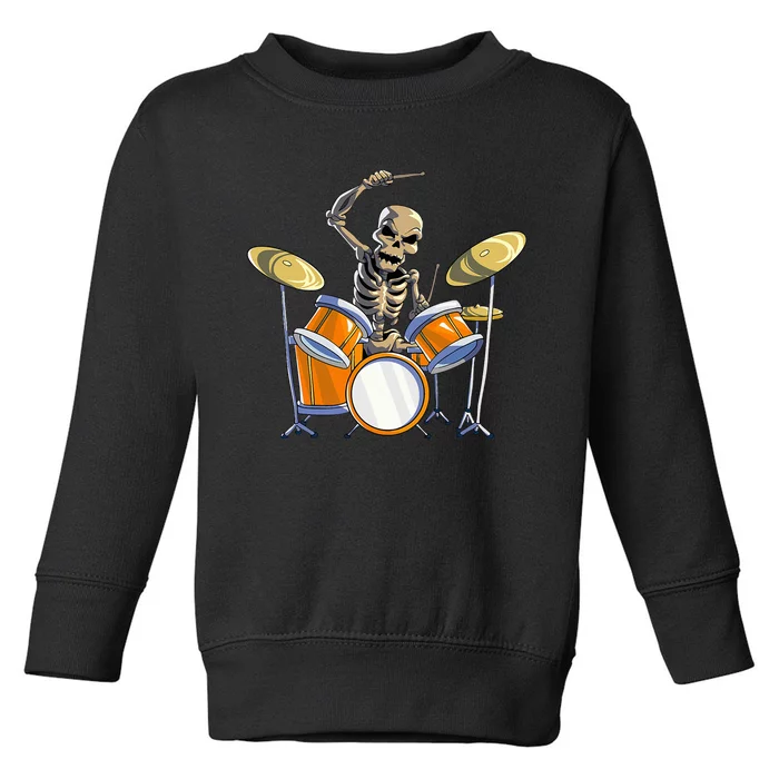 Drummer Skeleton Drum Set Drummer Halloween Toddler Sweatshirt