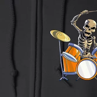 Drummer Skeleton Drum Set Drummer Halloween Full Zip Hoodie