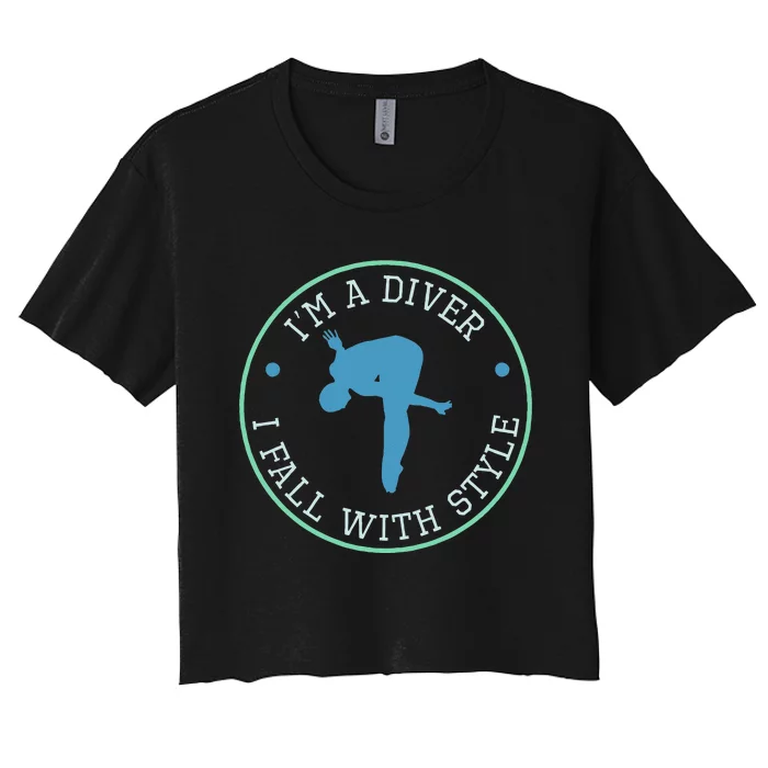 Diver Springboard Diving Platform Diving Aquatic Women's Crop Top Tee