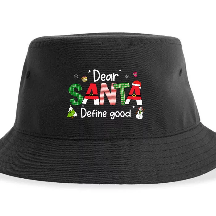 Dear Santa Define Good Christmas Lights Pjs Family Matching Sustainable Bucket Hat