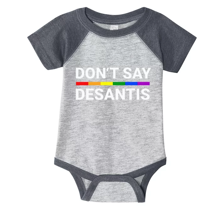 Dont Say DeSantis Florida Say Gay LGBTQ Pride Anti DeSantis Infant Baby Jersey Bodysuit